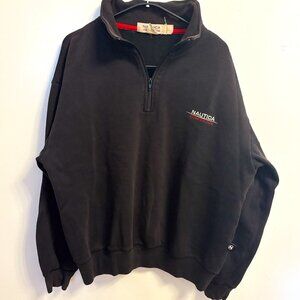 Vintage Nautica Competition Sweatshirt Mens Large Black 1/4 Zip Pullover